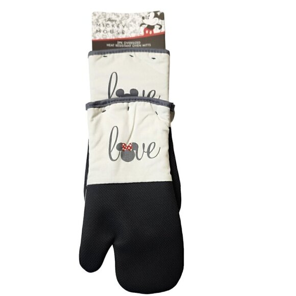Disney Neoprene Oven Mitts, 2pk Mickey & Minnie Love Non-Slip Heat Resistant‎ - Picture 1 of 12